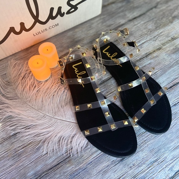 Lulus Shoes - Lulu’s - Josie Black Studded Gladiator Sandals